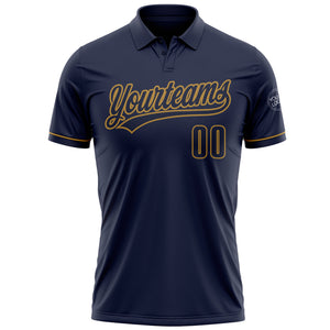 Custom Navy Navy-Old Gold Performance Vapor Golf Polo Shirt