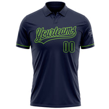 Load image into Gallery viewer, Custom Navy Navy-Neon Green Performance Vapor Golf Polo Shirt
