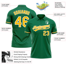 Load image into Gallery viewer, Custom Kelly Green Gold-White Performance Vapor Golf Polo Shirt

