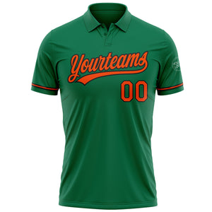 Custom Kelly Green Orange-Black Performance Vapor Golf Polo Shirt