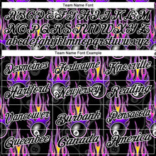 Load image into Gallery viewer, Custom Black White-Purple 3D Pattern Design Bowling Ball With Hotrod Flame Performance Golf Polo Shirt
