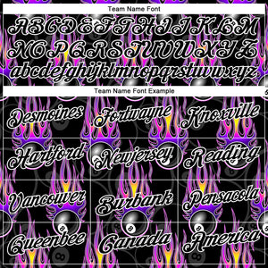 Custom Black White-Purple 3D Pattern Design Bowling Ball With Hotrod Flame Performance Golf Polo Shirt