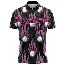 Load image into Gallery viewer, Custom Black Pink 3D Pattern Design Firely Golf Ball Performance Golf Polo Shirt
