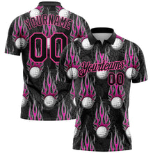 Load image into Gallery viewer, Custom Black Pink 3D Pattern Design Firely Golf Ball Performance Golf Polo Shirt
