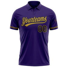 Load image into Gallery viewer, Custom Purple Black-Old Gold Performance Vapor Golf Polo Shirt
