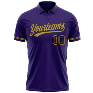 Custom Purple Black-Old Gold Performance Vapor Golf Polo Shirt