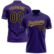 Load image into Gallery viewer, Custom Purple Black-Old Gold Performance Vapor Golf Polo Shirt
