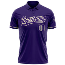 Load image into Gallery viewer, Custom Purple Cream Performance Vapor Golf Polo Shirt
