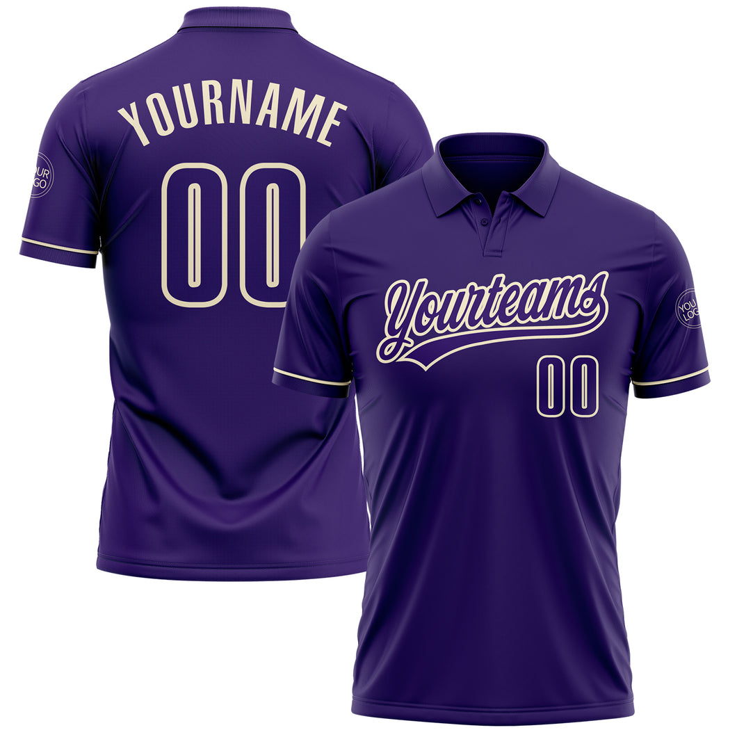 Custom Purple Cream Performance Vapor Golf Polo Shirt