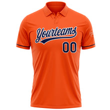 Load image into Gallery viewer, Custom Orange Navy-White Performance Vapor Golf Polo Shirt
