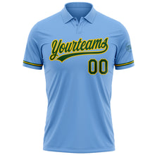 Load image into Gallery viewer, Custom Light Blue Green-Yellow Performance Vapor Golf Polo Shirt
