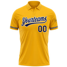 Load image into Gallery viewer, Custom Gold Navy-White Performance Vapor Golf Polo Shirt
