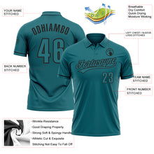 Load image into Gallery viewer, Custom Teal Black Performance Vapor Golf Polo Shirt
