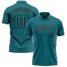 Load image into Gallery viewer, Custom Teal Black Performance Vapor Golf Polo Shirt
