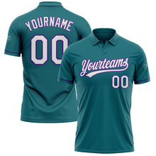 Load image into Gallery viewer, Custom Teal White-Purple Performance Vapor Golf Polo Shirt
