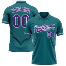 Load image into Gallery viewer, Custom Teal Purple-White Performance Vapor Golf Polo Shirt
