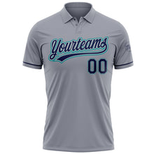Load image into Gallery viewer, Custom Gray Navy-Teal Performance Vapor Golf Polo Shirt
