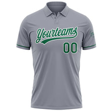 Load image into Gallery viewer, Custom Gray Kelly Green-White Performance Vapor Golf Polo Shirt
