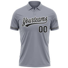Load image into Gallery viewer, Custom Gray Black-White Performance Vapor Golf Polo Shirt
