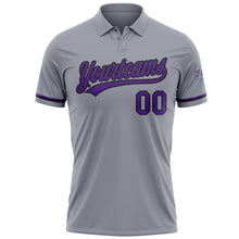 Load image into Gallery viewer, Custom Gray Purple-Black Performance Vapor Golf Polo Shirt
