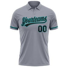 Load image into Gallery viewer, Custom Gray Black-Teal Performance Vapor Golf Polo Shirt
