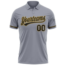 Load image into Gallery viewer, Custom Gray Black-Old Gold Performance Vapor Golf Polo Shirt
