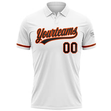 Load image into Gallery viewer, Custom White Black-Orange Performance Vapor Golf Polo Shirt
