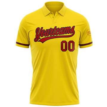 Custom Yellow Red-Black Performance Vapor Golf Polo Shirt