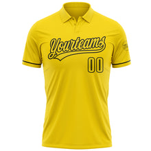 Load image into Gallery viewer, Custom Yellow Black Performance Vapor Golf Polo Shirt
