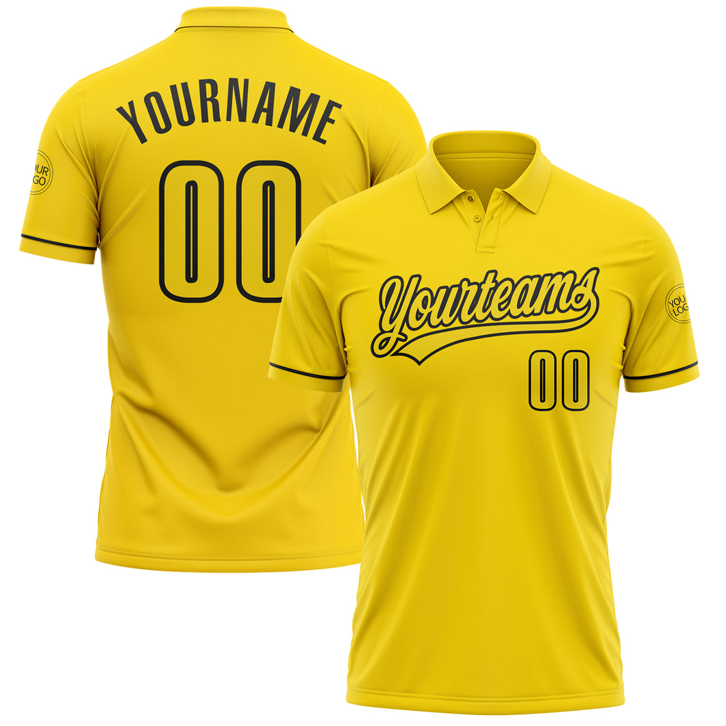 Custom Yellow Black Performance Vapor Golf Polo Shirt