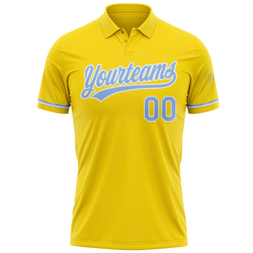 Custom Yellow Light Blue-White Performance Vapor Golf Polo Shirt