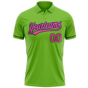 Custom Neon Green Pink-Navy Performance Vapor Golf Polo Shirt