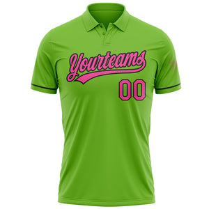 Custom Neon Green Pink-Black Performance Vapor Golf Polo Shirt