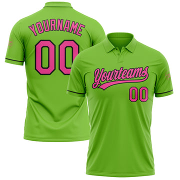 Custom Neon Green Pink-Black Performance Vapor Golf Polo Shirt