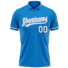 Load image into Gallery viewer, Custom Blue White-Light Blue Performance Vapor Golf Polo Shirt
