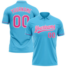 Load image into Gallery viewer, Custom Sky Blue Pink-White Performance Vapor Golf Polo Shirt

