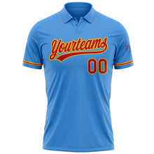 Load image into Gallery viewer, Custom Powder Blue Red-Gold Performance Vapor Golf Polo Shirt
