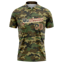 Load image into Gallery viewer, Custom Camo Vintage USA Flag-City Cream Performance Salute To Service Golf Polo Shirt
