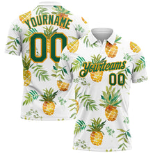 Load image into Gallery viewer, Custom White Kelly Green-Gold 3D Pattern Design Pineapples Performance Golf Polo Shirt
