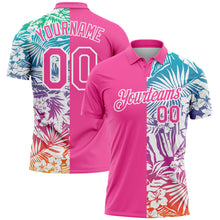 Load image into Gallery viewer, Custom Pink White 3D Pattern Design Tropical Palm Leaves Performance Golf Polo Shirt
