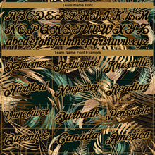 Load image into Gallery viewer, Custom Black Old Gold 3D Pattern Design Golden And Green Tropical Leaves In The Style Of Jungalow And Hawaii Performance Golf Polo Shirt
