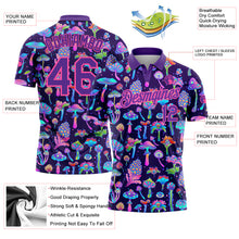 Load image into Gallery viewer, Custom Purple Pink 3D Pattern Design Magic Mushrooms Psychedelic Hallucination Performance Golf Polo Shirt
