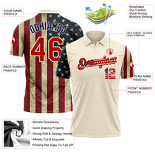 Load image into Gallery viewer, Custom Cream Red-Navy 3D American Flag Performance Golf Polo Shirt
