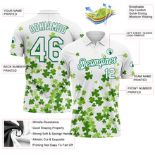 Load image into Gallery viewer, Custom White Kelly Green 3D Pattern Design St.Patrick&#39;s Day Performance Golf Polo Shirt
