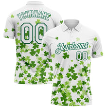 Load image into Gallery viewer, Custom White Kelly Green 3D Pattern Design St.Patrick&#39;s Day Performance Golf Polo Shirt
