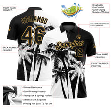 Load image into Gallery viewer, Custom Black White-Old Gold 3D Pattern Design Hawaii Coconut Trees Performance Golf Polo Shirt
