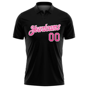 Custom Black Pink-White 3D American Flag With Pink Ribbon Breast Cancer Awareness Month Women Health Care Support Performance Golf Polo Shirt