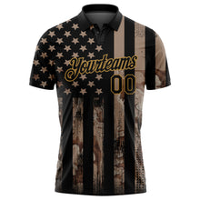 Load image into Gallery viewer, Custom Camo Black-Old Gold American Flag Performance Salute To Service Golf Polo Shirt
