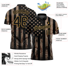 Load image into Gallery viewer, Custom Camo Black-Old Gold American Flag Performance Salute To Service Golf Polo Shirt
