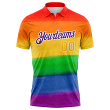 Load image into Gallery viewer, Custom Rainbow Gold-Purple 3D Pattern Design Pride Month Love Is Love LGBT Performance Golf Polo Shirt
